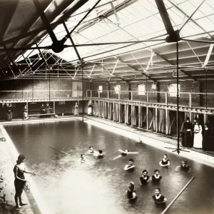 Historic photograph of the swimming bath at St Pancras Public Baths